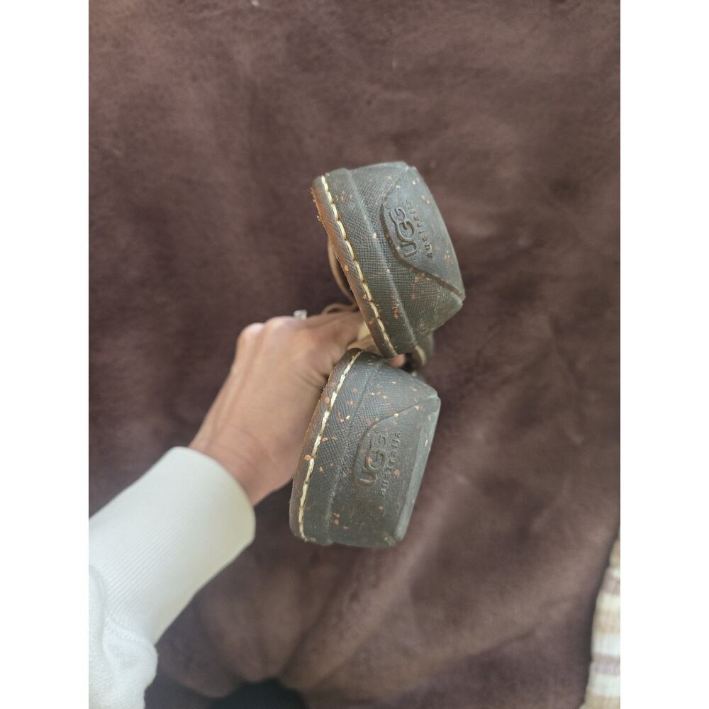 UGG Kalama Sandals Slides 1793 Brown Suede Sheepskin Shearling Lining Women's 9 - Picture 7 of 8